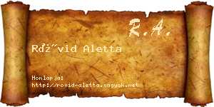Rövid Aletta névjegykártya